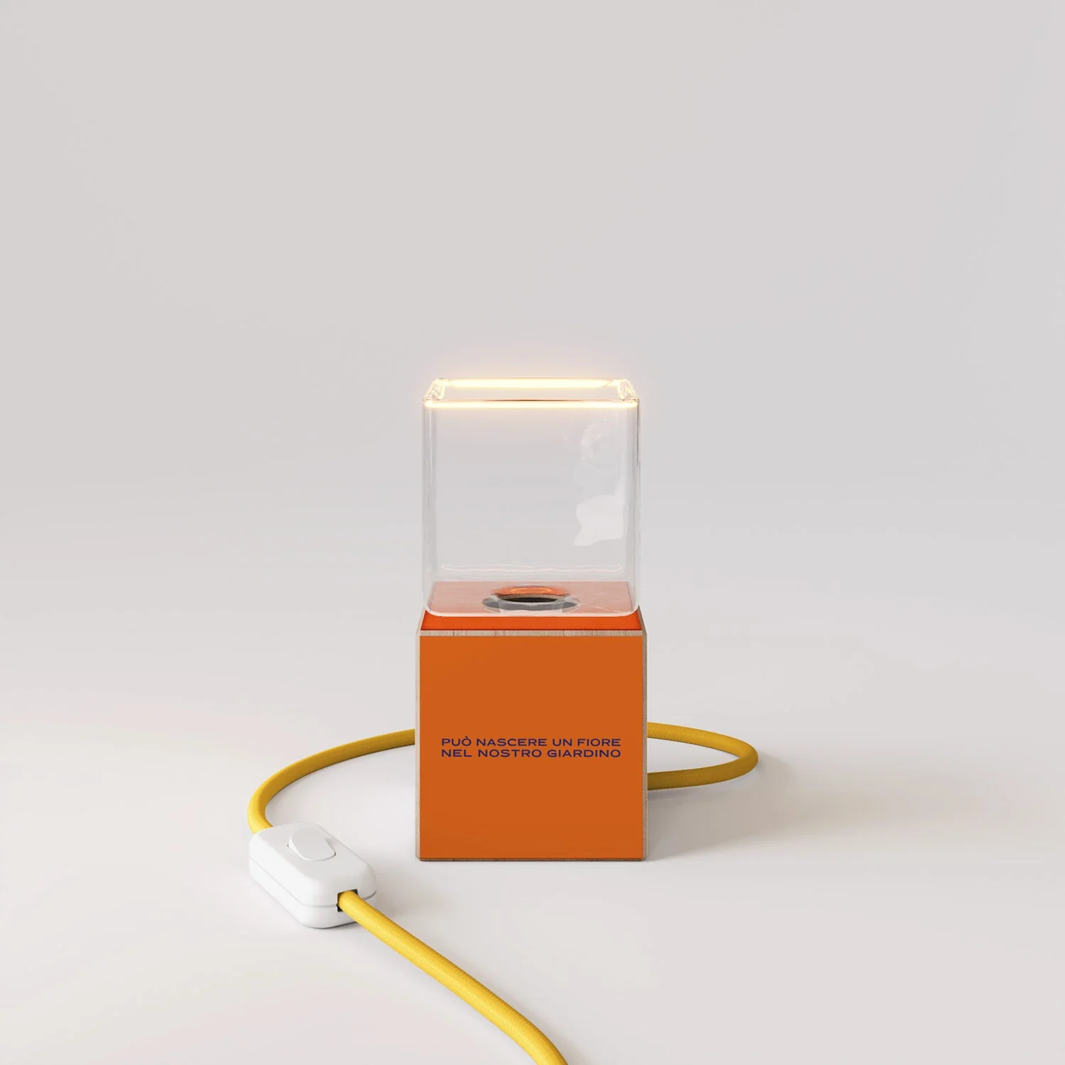 Cubetto table lamp with US plug, "Può nascere un fiore" Ghost bulb - Santomanifesto - Image 5