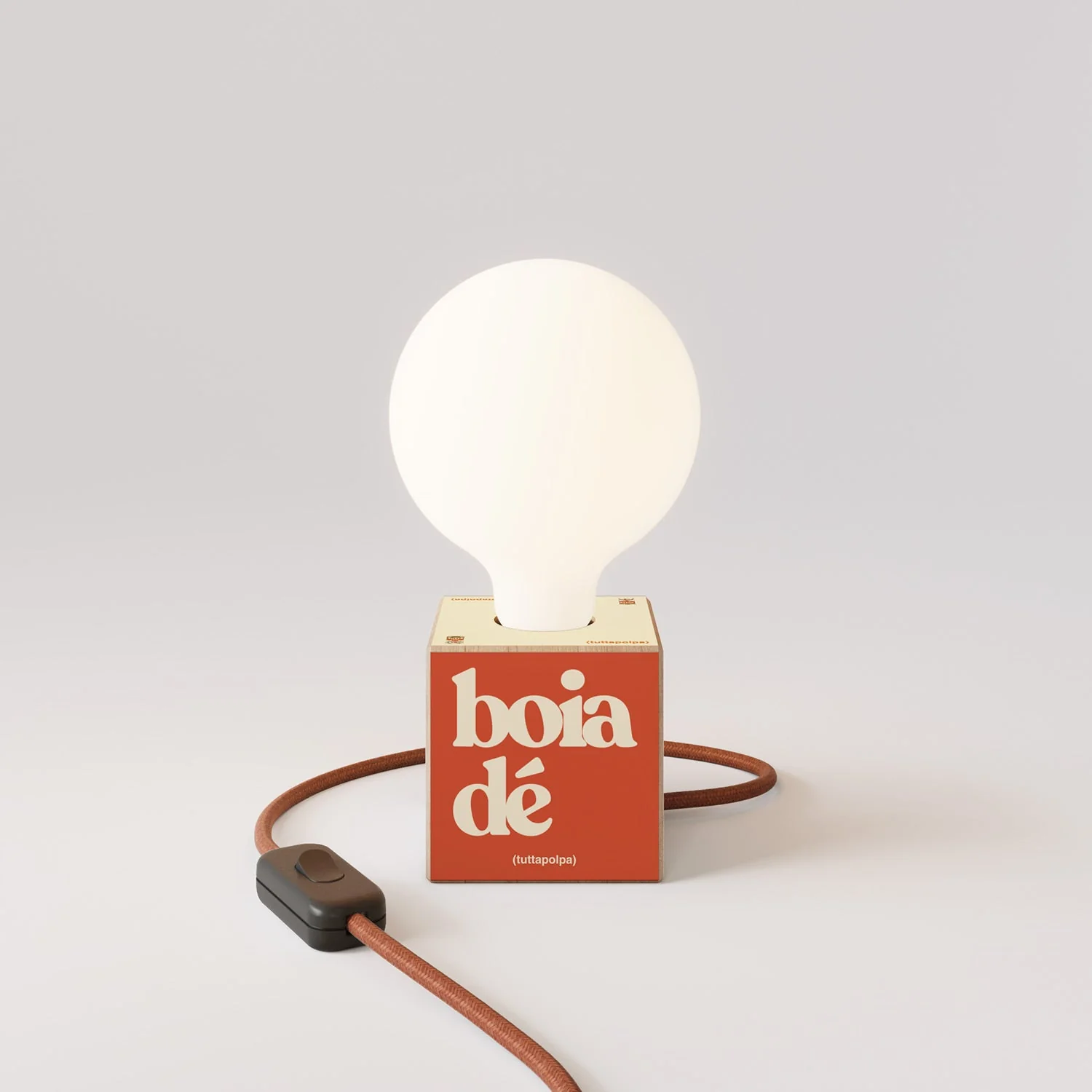 Cubetto table lamp with US plug, "Boia de" porcelain effect globe bulb - Tuttapolpa - Image 4