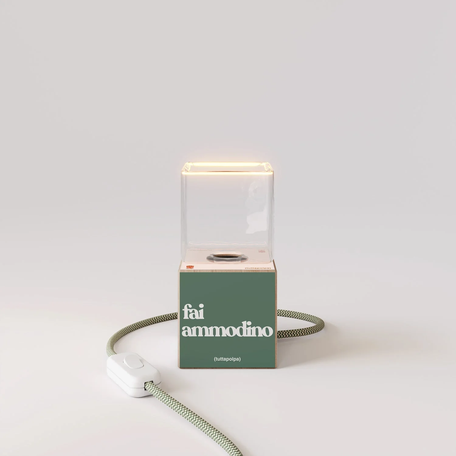 Cubetto table lamp with US plug, "Fai ammodino" Ghost bulb - Tuttapolpa - Image 5
