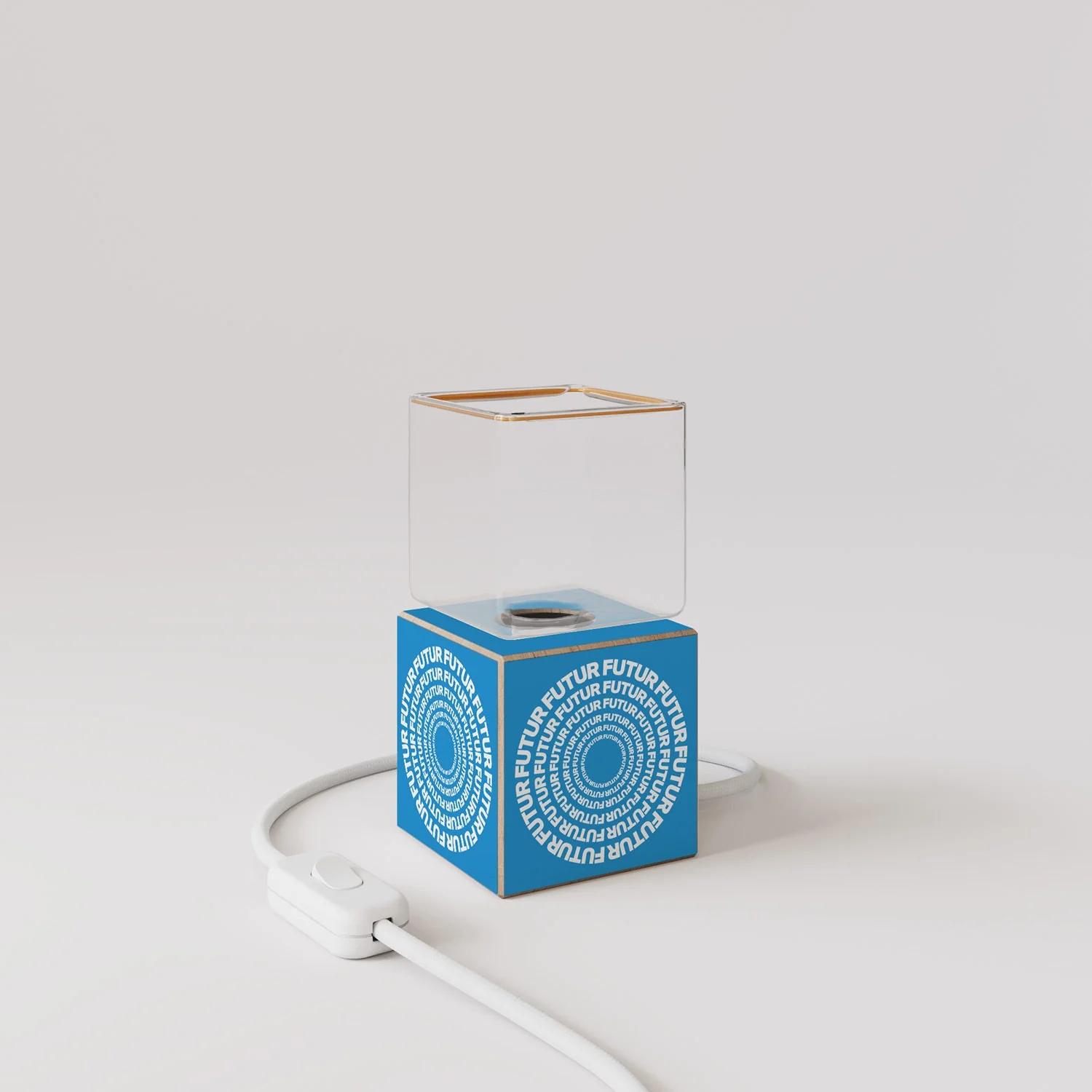 Cubetto table lamp with US plug, "Futur" Ghost bulb - Futur Festival - Image 4