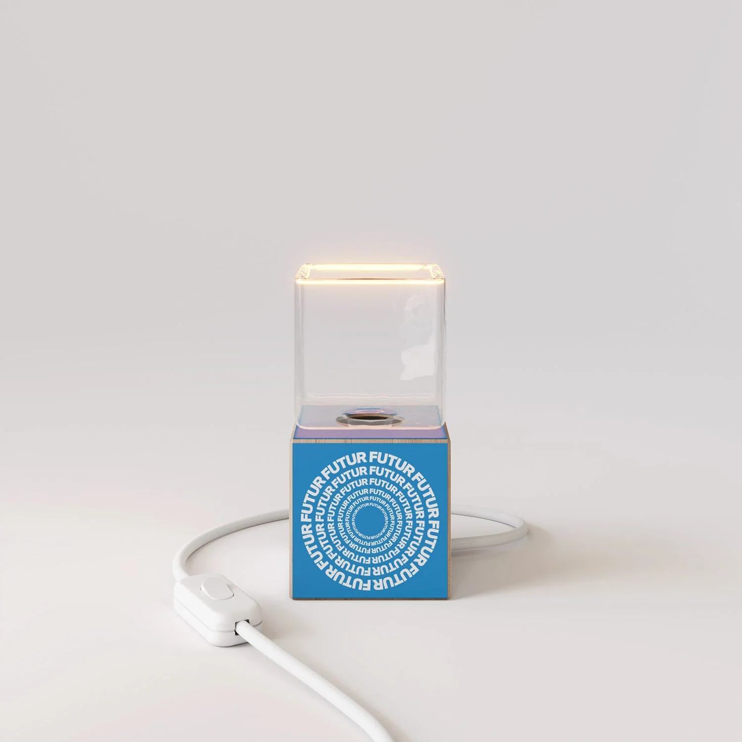 Cubetto table lamp with US plug, "Futur" Ghost bulb - Futur Festival - Image 5