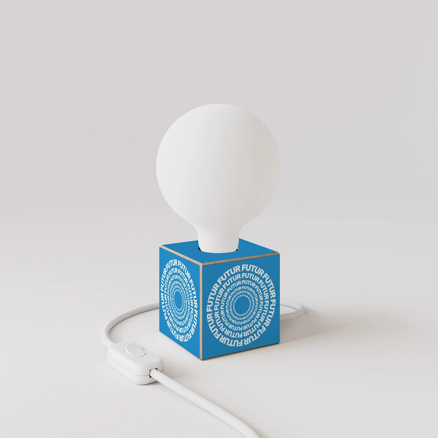 Cubetto table lamp with US plug, "Futur" porcelain effect globe bulb - Futur festival - Image 3