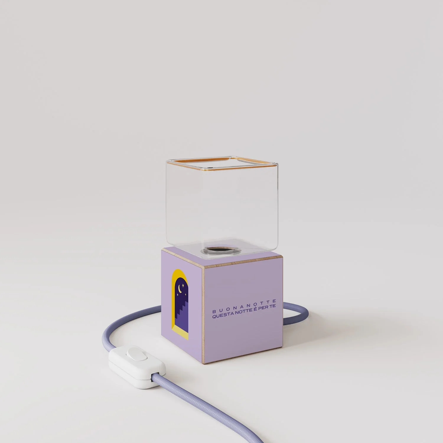 Cubetto table lamp with US plug, "Goodnight little flower" Ghost bulb - Santomanifesto - Image 4