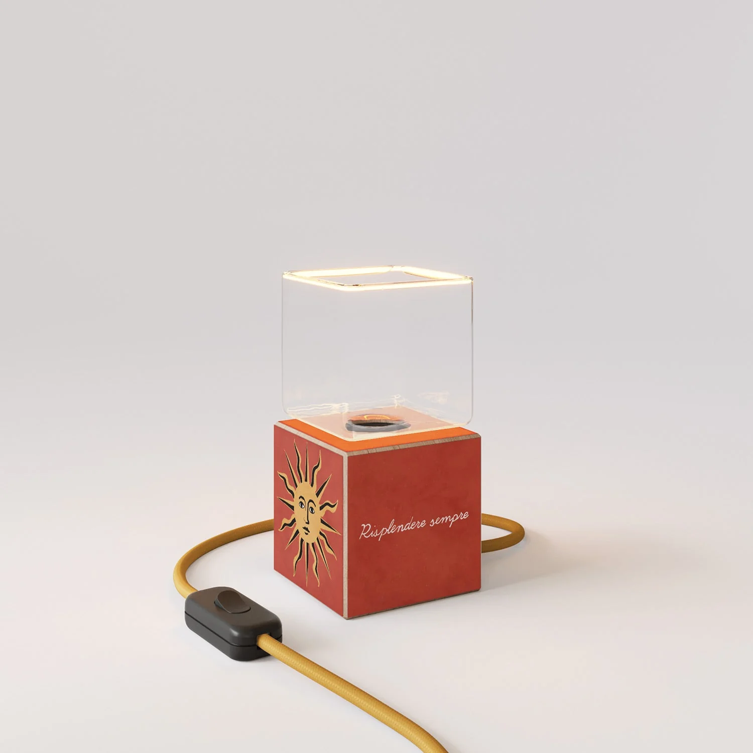 Cubetto table lamp with US plug, "The sun" Ghost bulb - Santomanifesto