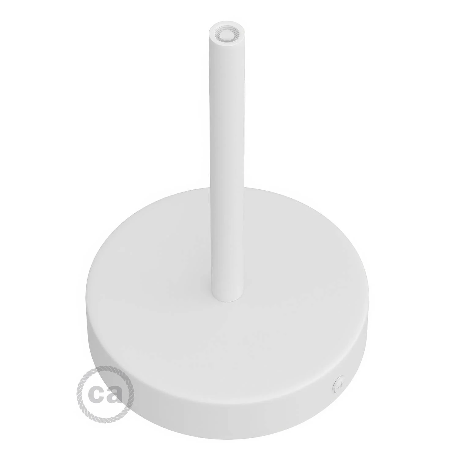 Matte white metal cylindrical ceiling canopy kit with 15 cm strain relief cord - Image 2