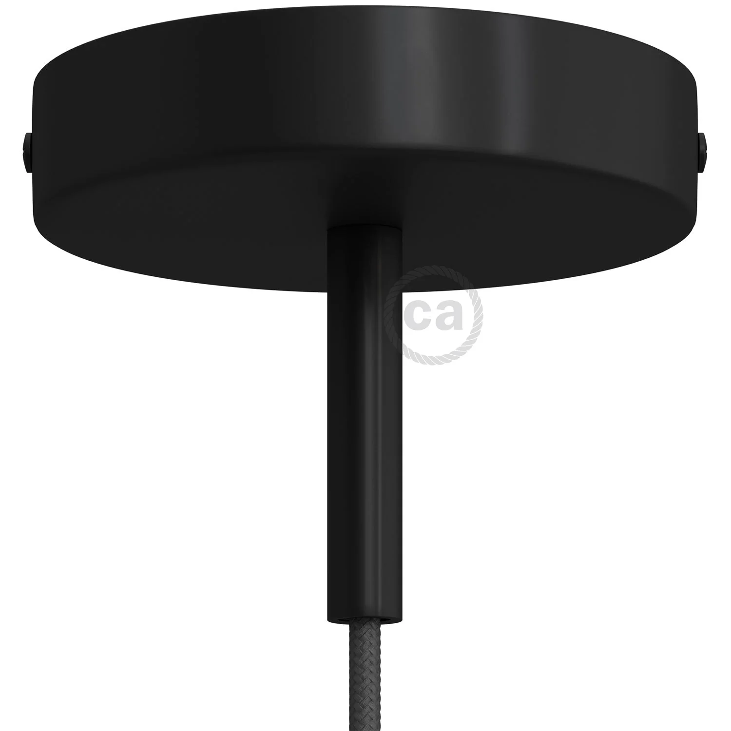 7 cm cylindrical metal ceiling canopy kit with strain relief - Black