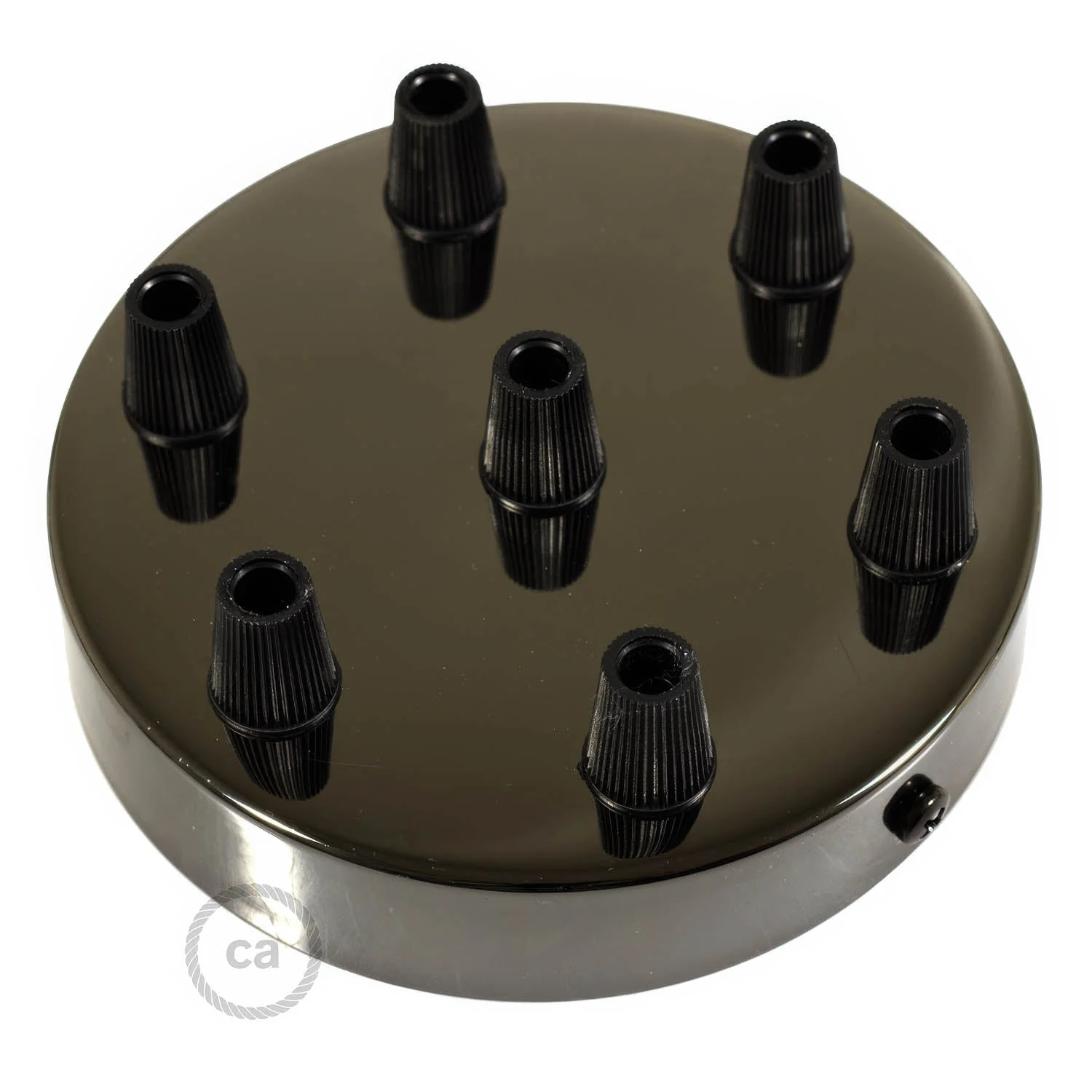 Cylindrical ceiling canopy kit in metal with 7 holes - Black pearl - Image 2