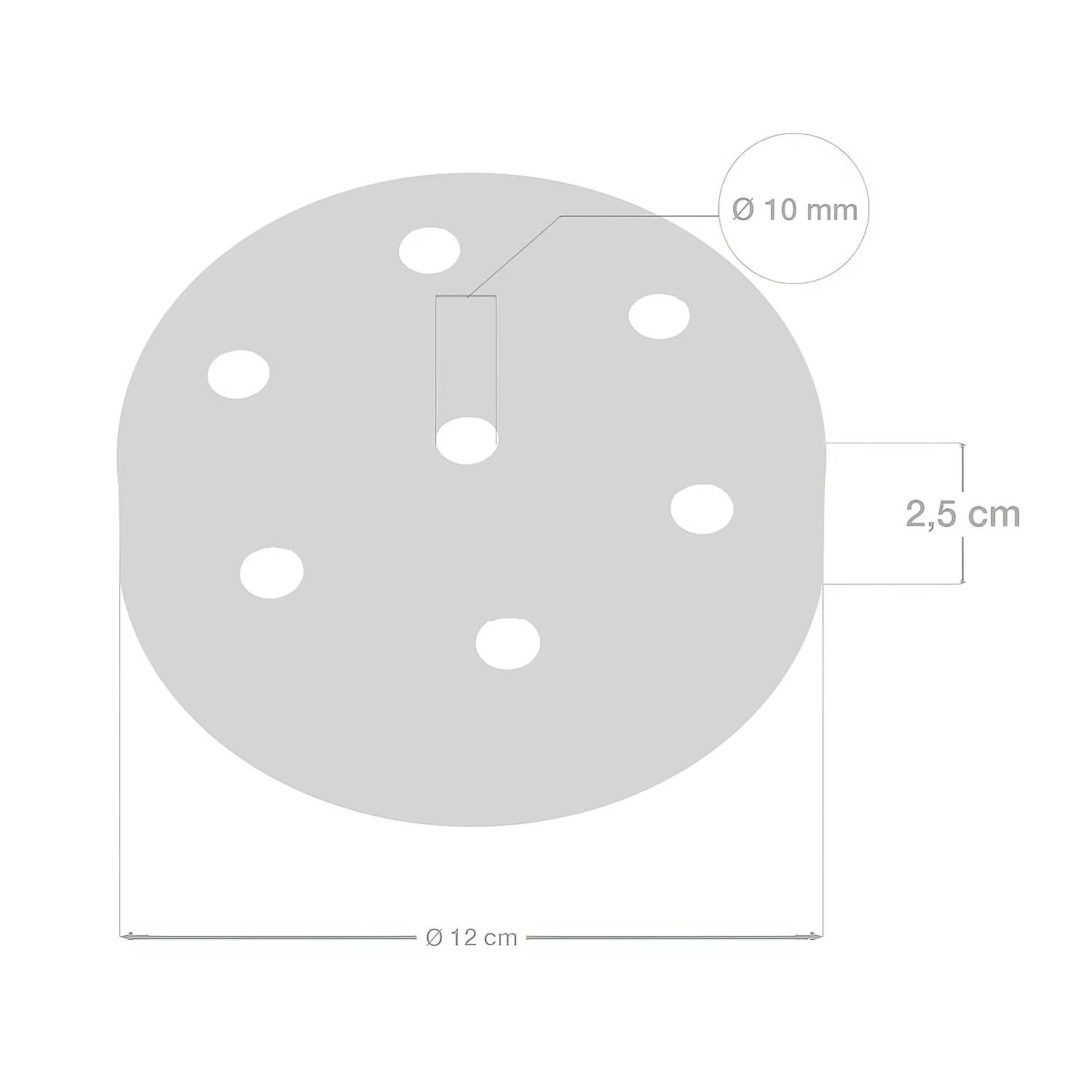 Cylindrical ceiling canopy kit in metal with 7 holes - Black pearl - Image 5