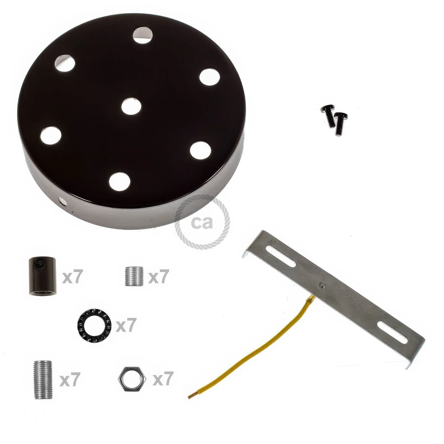 Cylindrical ceiling canopy kit in metal with 7 holes - Black pearl - Image 8