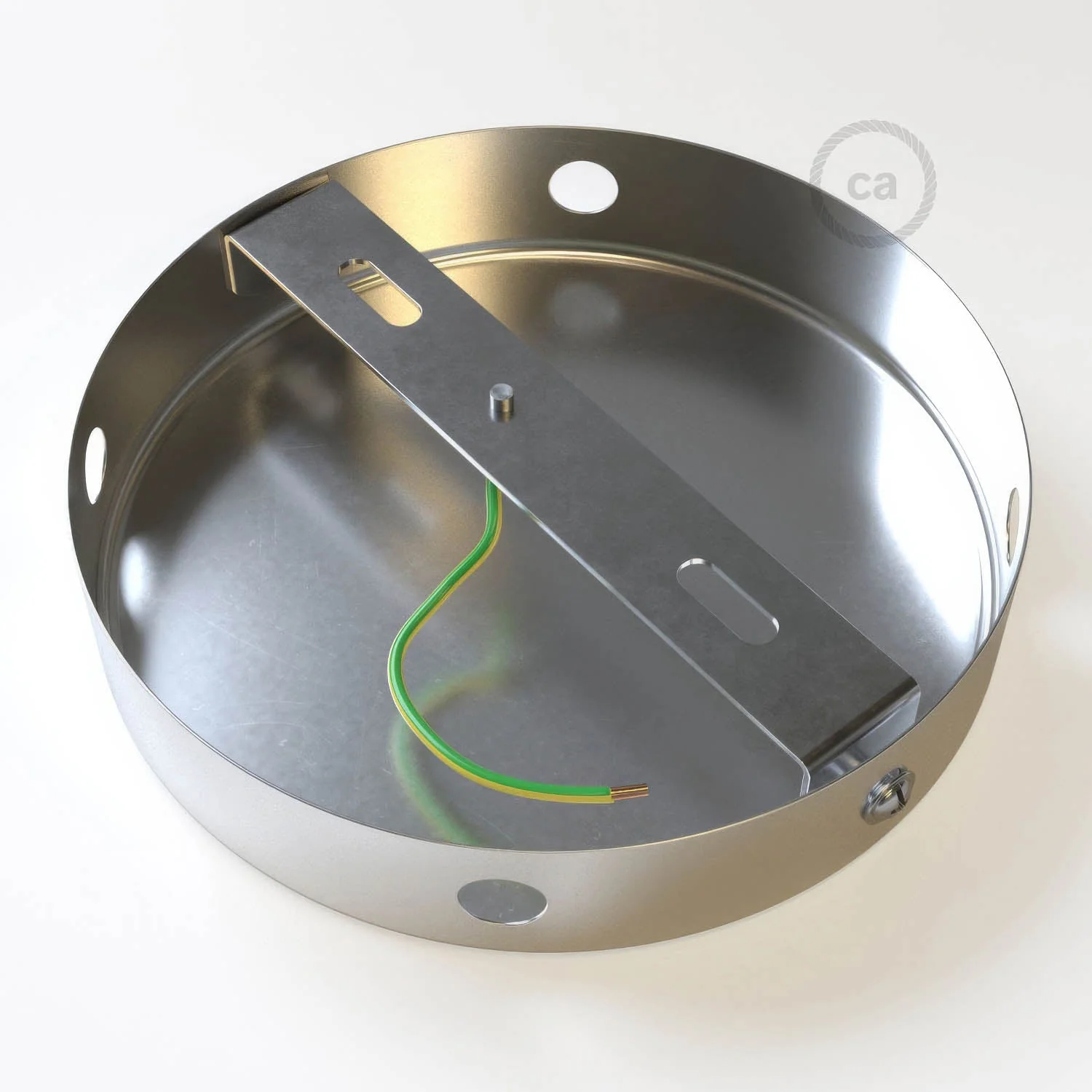 Cylindrical metal ceiling canopy kit with 4 side holes (junction box) - Satin titanium - Image 4