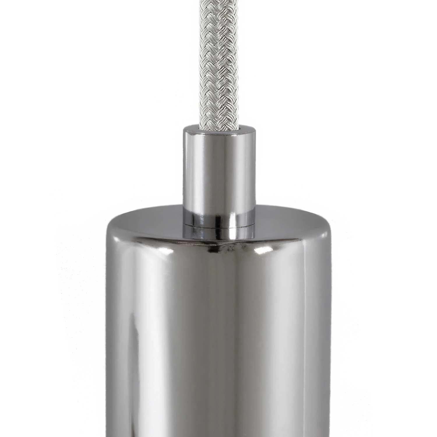 Cylindrical metal strain relief with rod, nut, and washer - Chrome - Image 2
