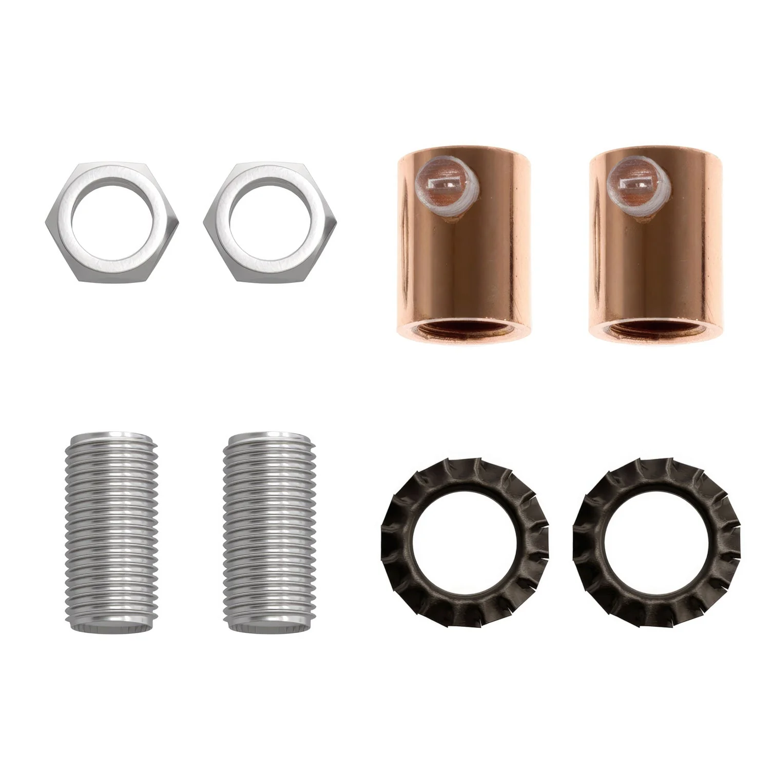 Cylindrical metal strain relief complete with rod, nut, and washer - Copper - Image 4