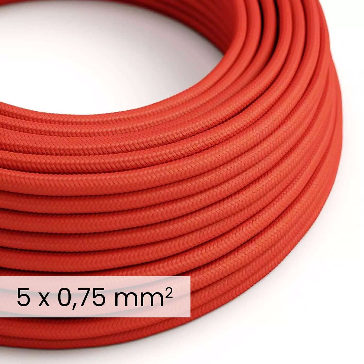 DALI 5x0.75 mm² fire red textile electric cord - Flexible cord for lighting and home automation RM09