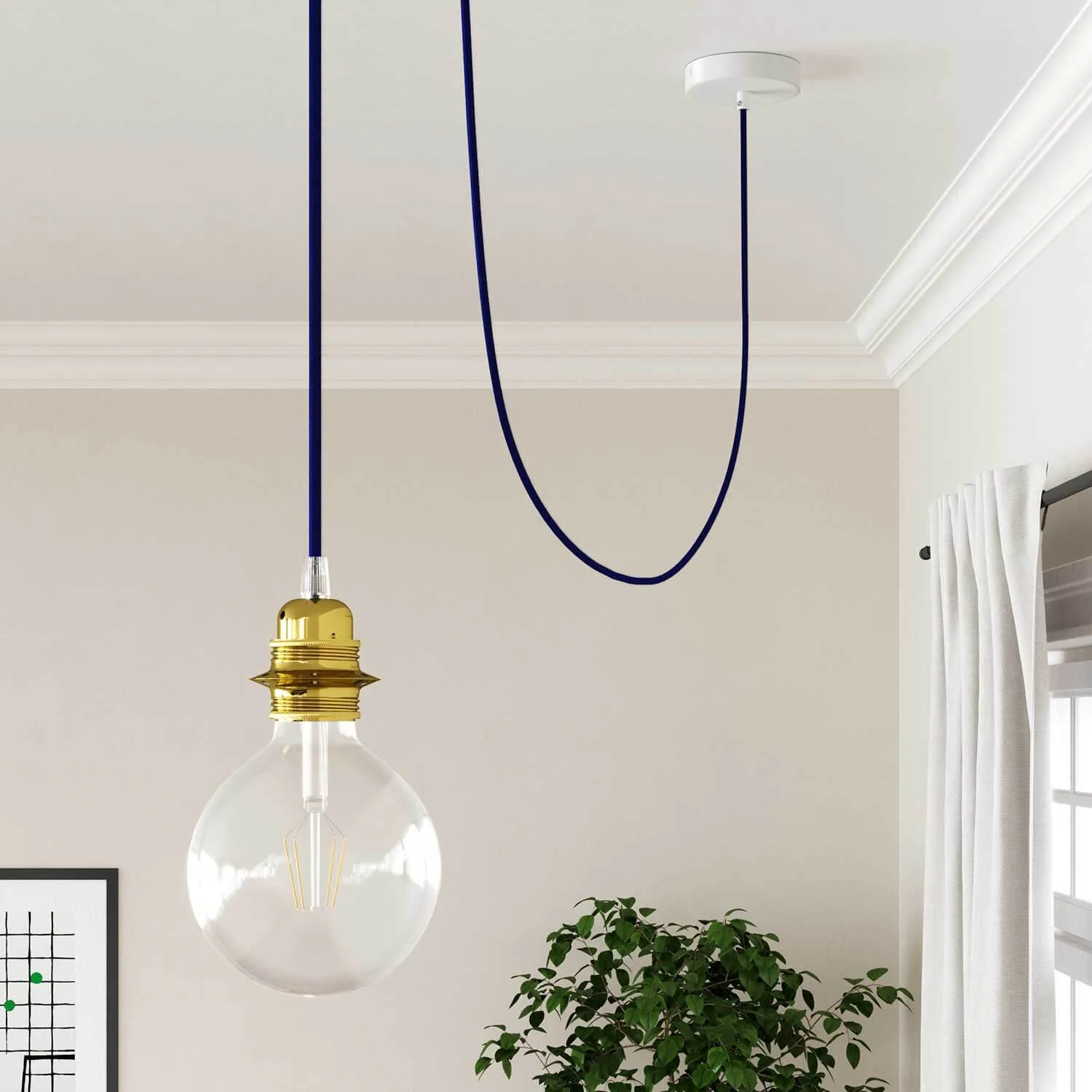 Cloth Covered Wire in Deep Blue textile - The Original Creative Cables, perfect for unique lighting designs - RM20 - Image 4