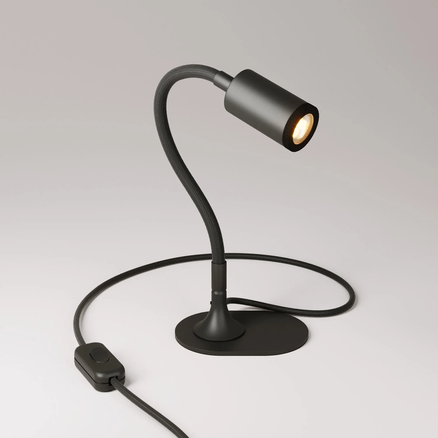 MAG-Y desk lamp with Flex, oval metal base and spot light - Black