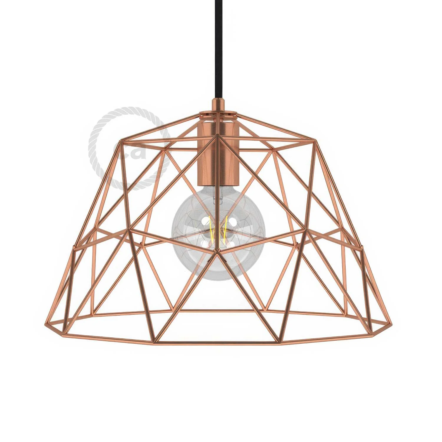 Dome XL open cage metal lampshade with E26 socket - Copper