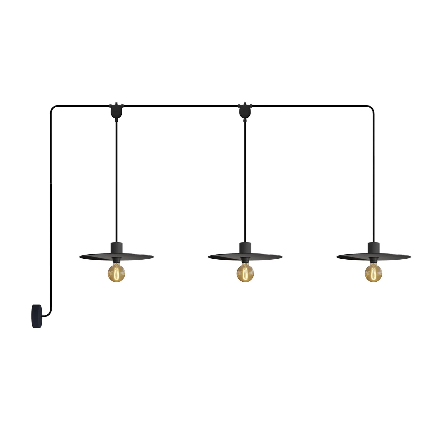 E-Snake EIVA outdoor lamp for wet locations with 3 lights, canopy and lampshades - Black