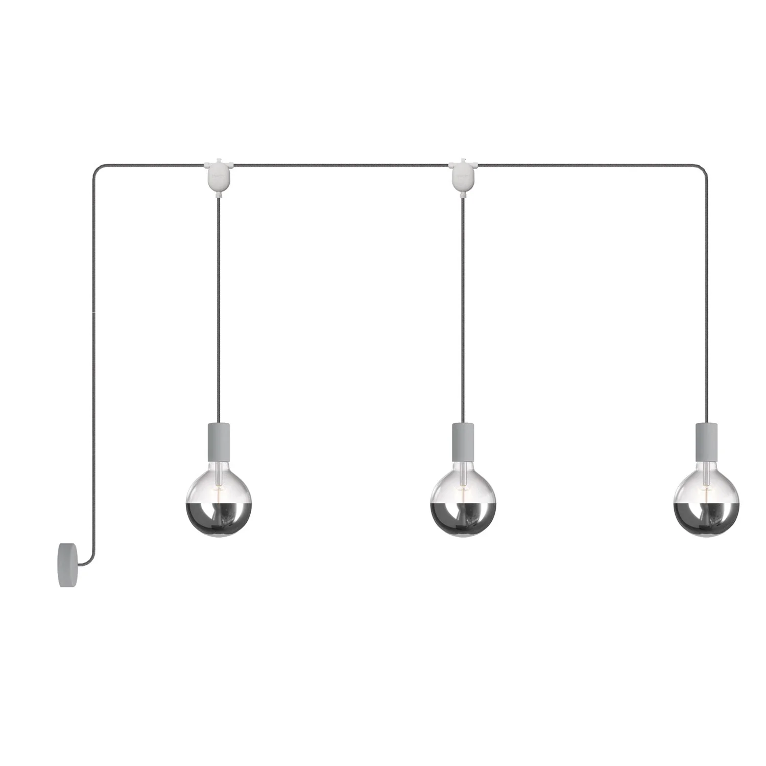 E-Snake EIVA outdoor lamp for wet locations with 3 lights and canopy - Glacier grey