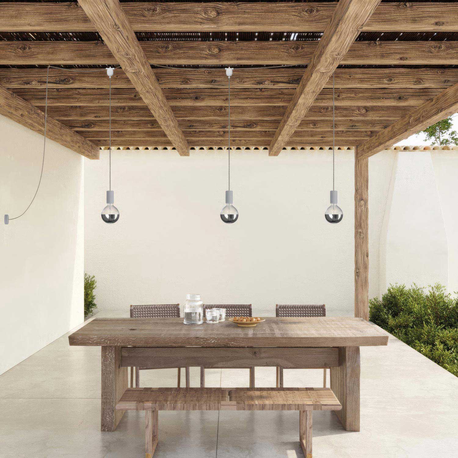 E-Snake EIVA outdoor lamp for wet locations with 3 lights and canopy - Glacier grey - Image 2