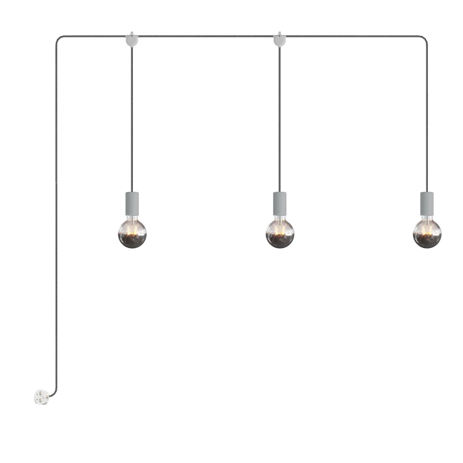 E-Snake Modulair Outdoor Lamp IP65 portable with 3 lights and UK plug - Ice Gray