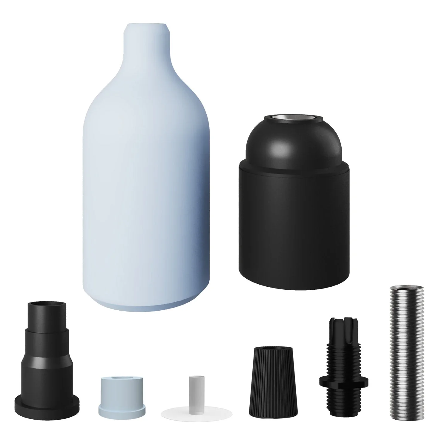 E27 socket kit in silicone with hidden strain relief - Sugar paper blue - Image 2