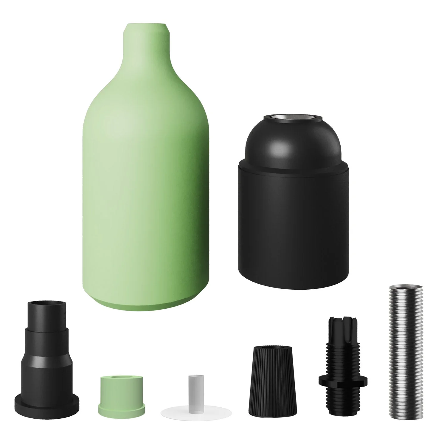 E27 socket kit in silicone with hidden strain relief - Meadow Green - Image 2