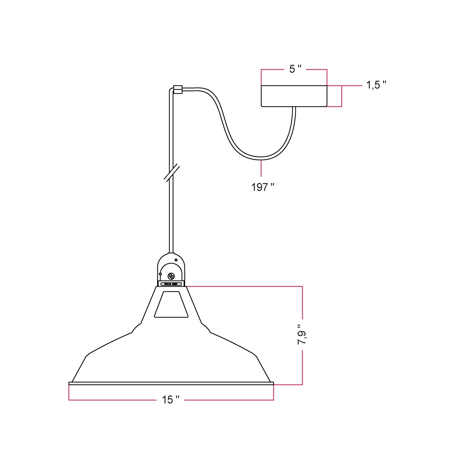 EIVA outdoor pendant lamp with lampshade, textile cable, decentralizer, canopy and socket for wet locations - Black - Image 4