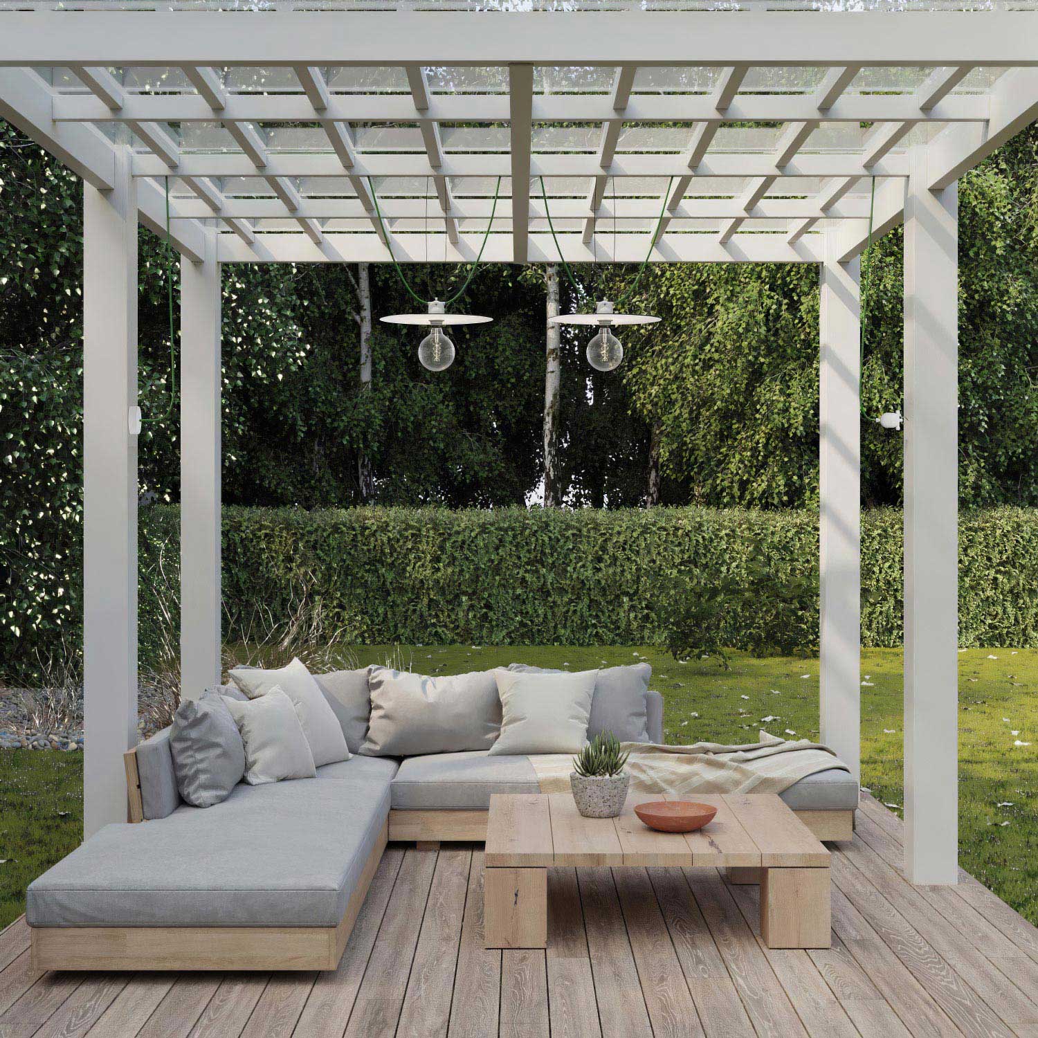 EIVA outdoor string light for wet locations with 2 lampshades and canopy - White - Image 2