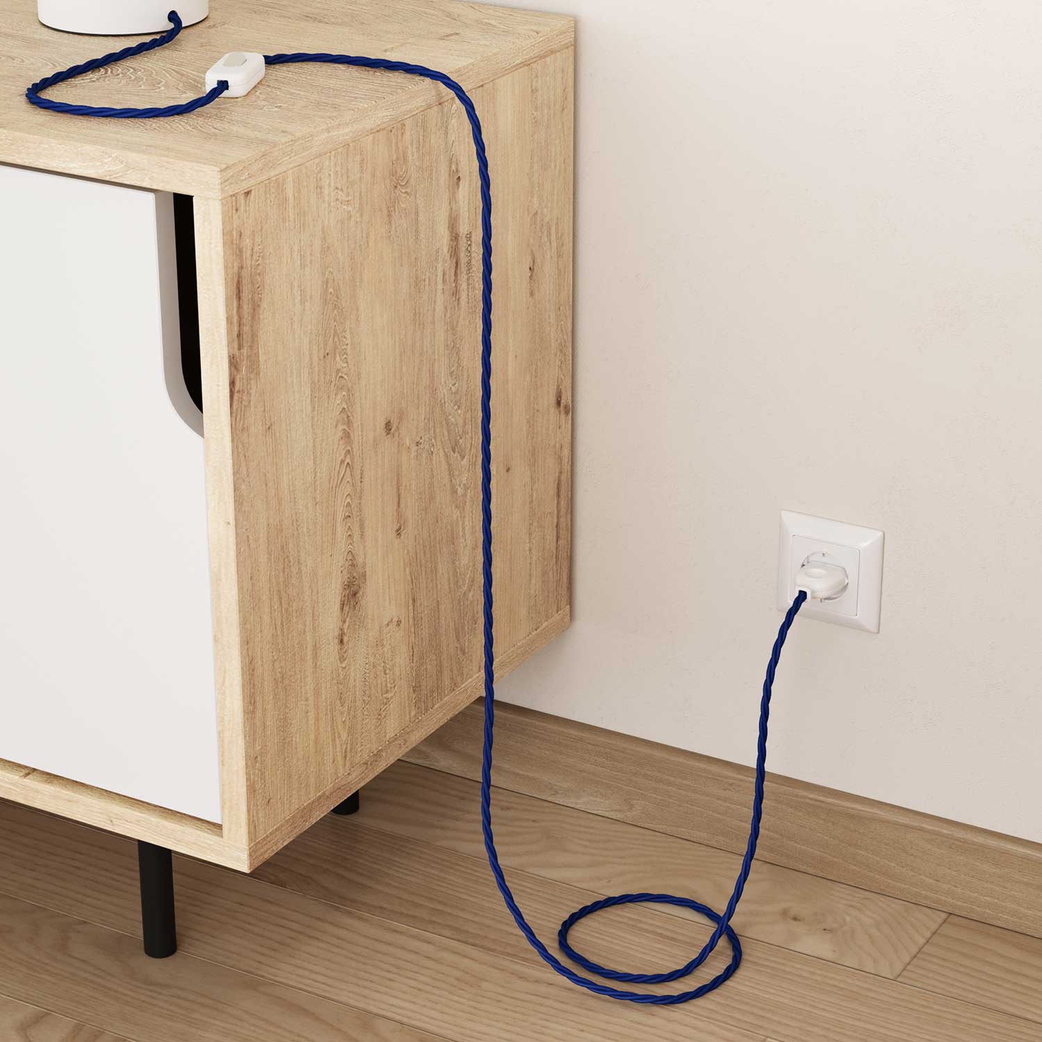 Braided glossy fabric cord Classic Blue - The Original Creative Cables, for exposed designer installations - TM12 - Image 3