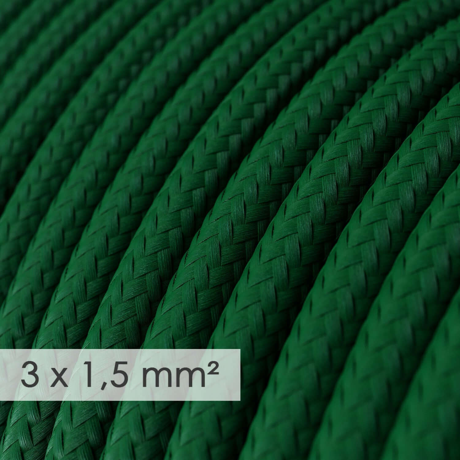 Large-section 3x1.50 round electrical cord - dark green silk-effect fabric RM21 - Image 2
