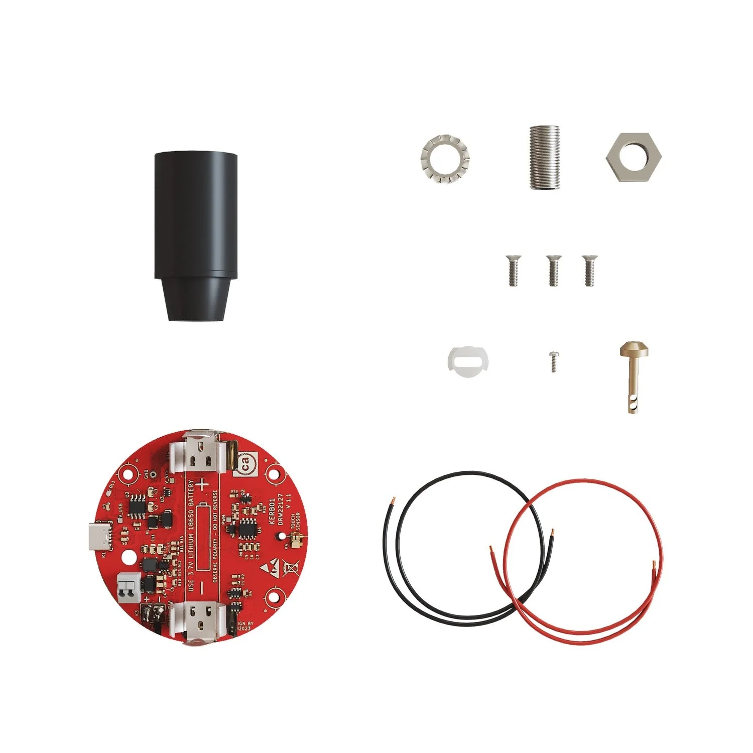 Electronic kit for 5V USB-C battery-powered lamps with smooth E14 Socket - Black