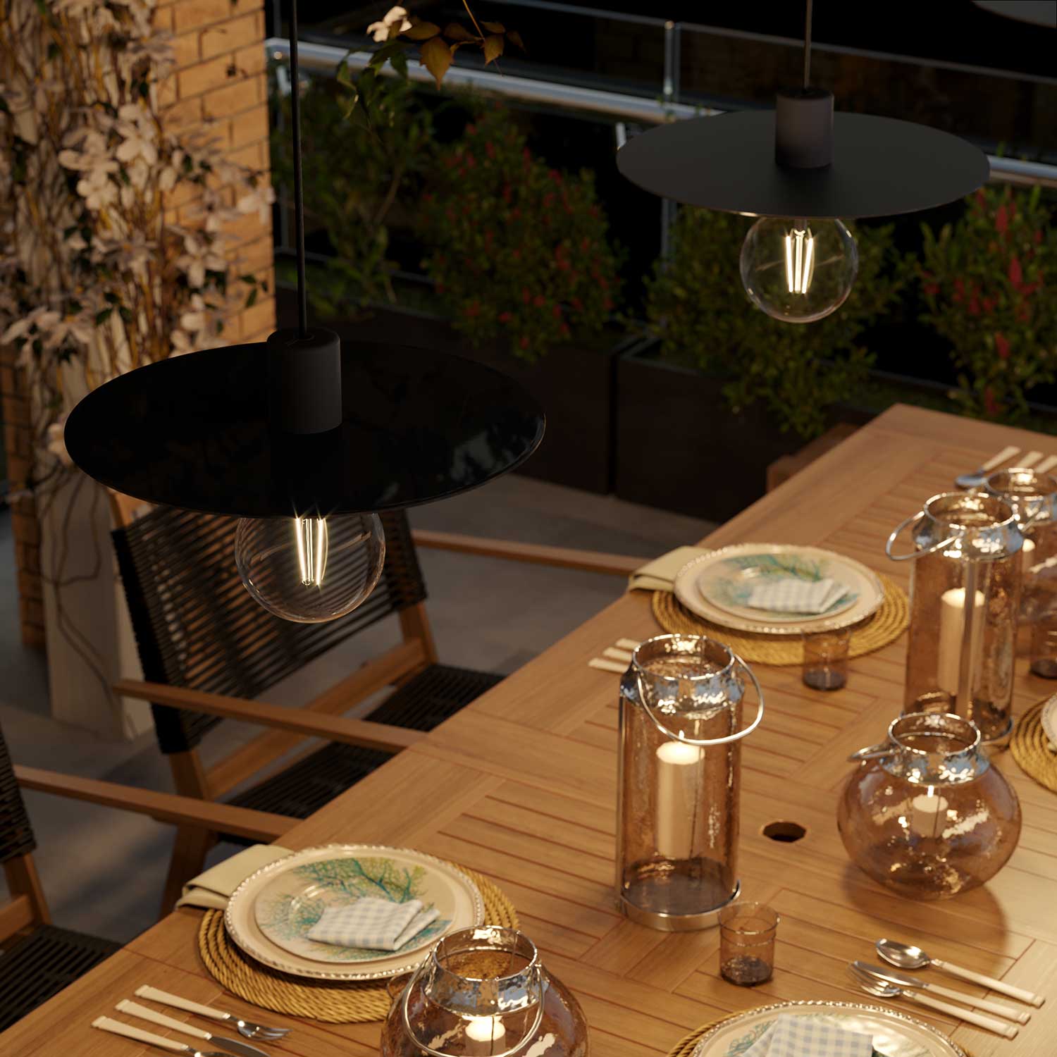Oversized Ellepì plate in Dibond for outdoor pendant lamps, diameter 40 cm - Made in Italy - Black - Image 3