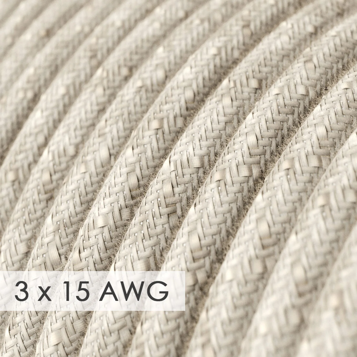Extension Cord - Round Natural Linen RN01 - 15/3 AWG - Image 2