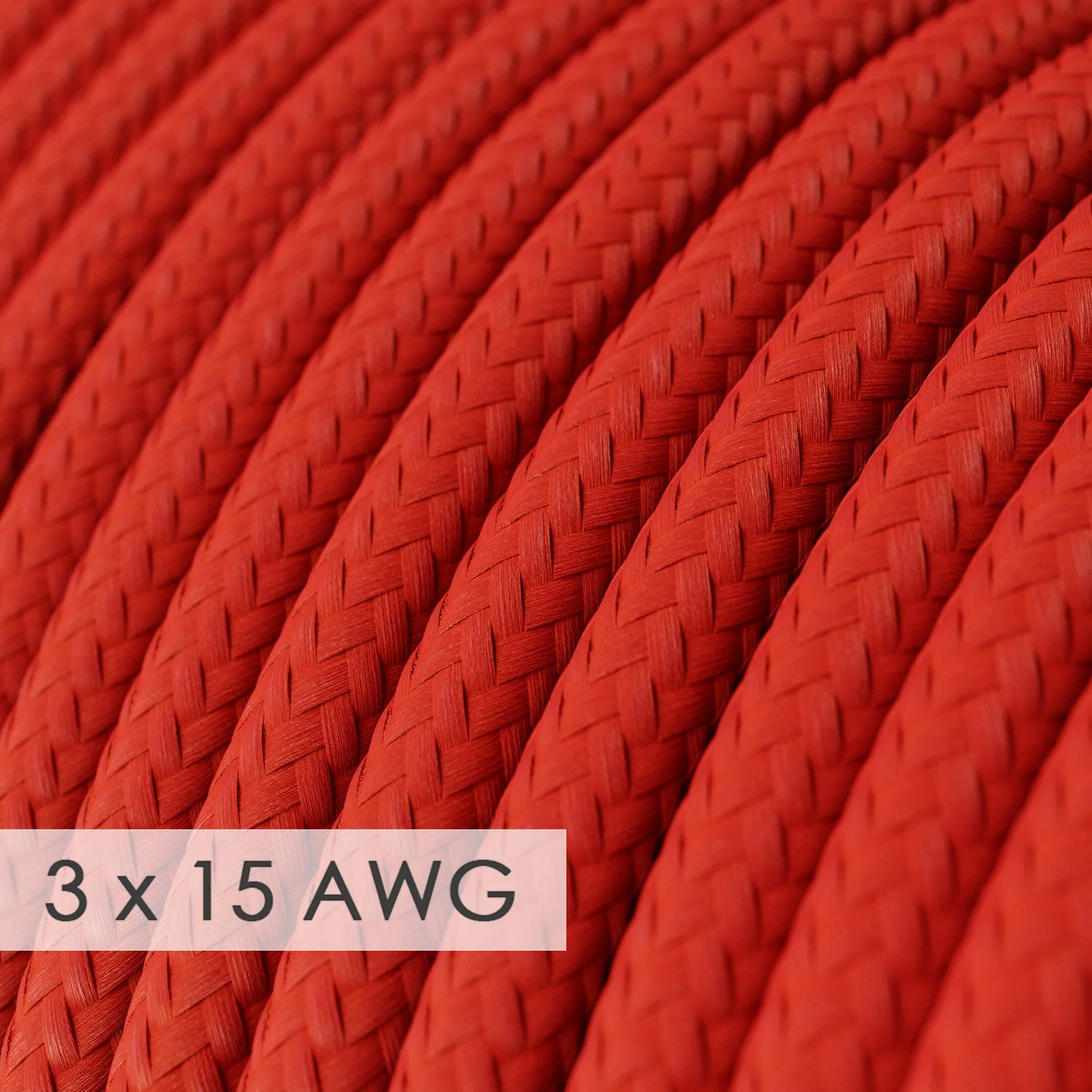 Extension Cord - Round Red Rayon RM09 - 15/3 AWG - Image 2