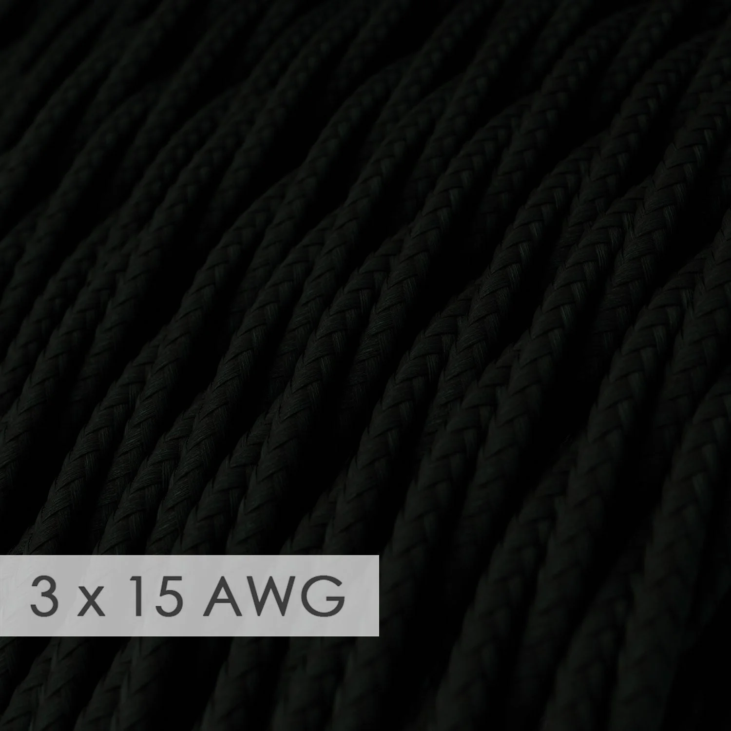 Extension Cord - Twisted Black Rayon TM04 - 15/3 AWG - Image 2