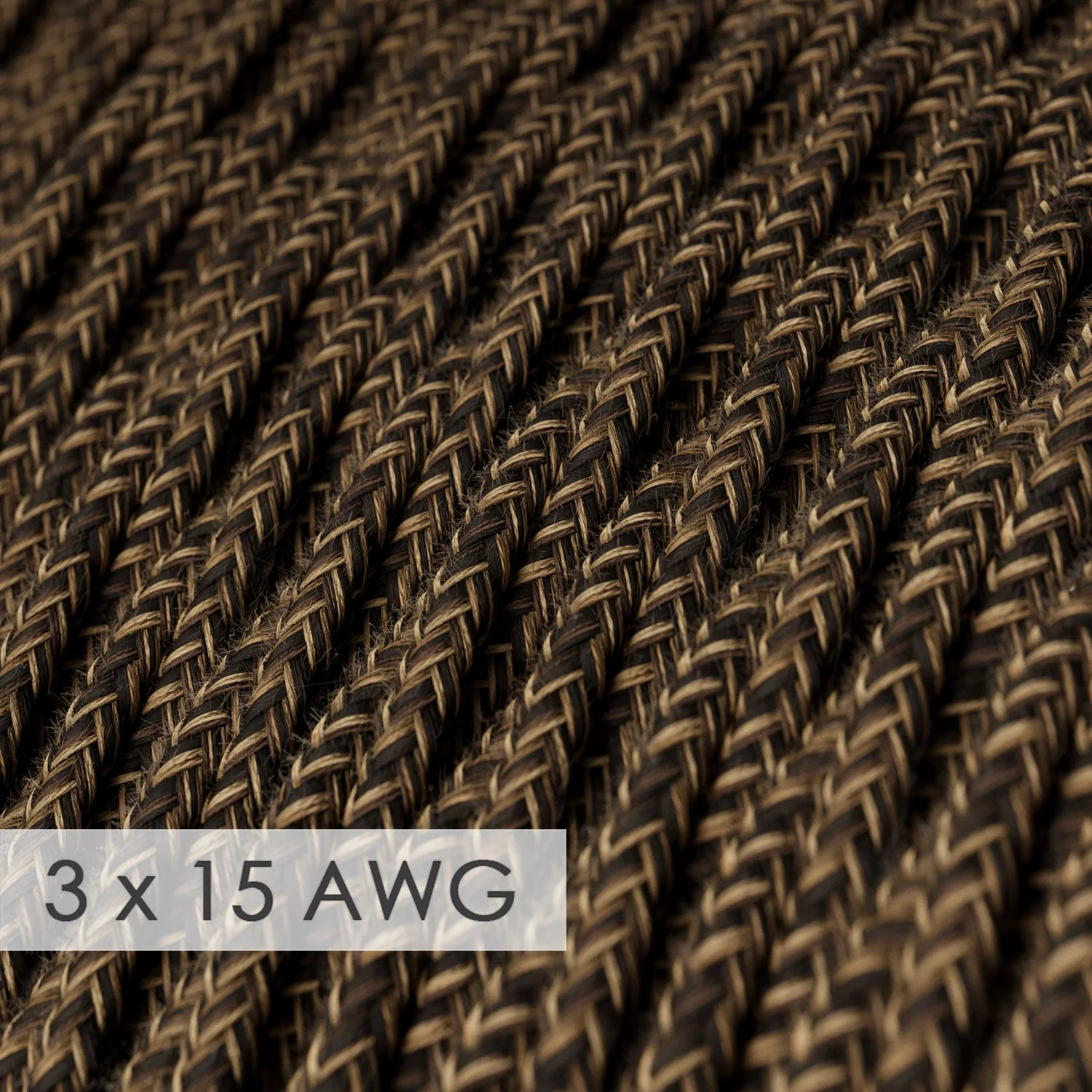 Extension Cord - Twisted Brown Linen TN04 - 15/3 AWG - Image 2