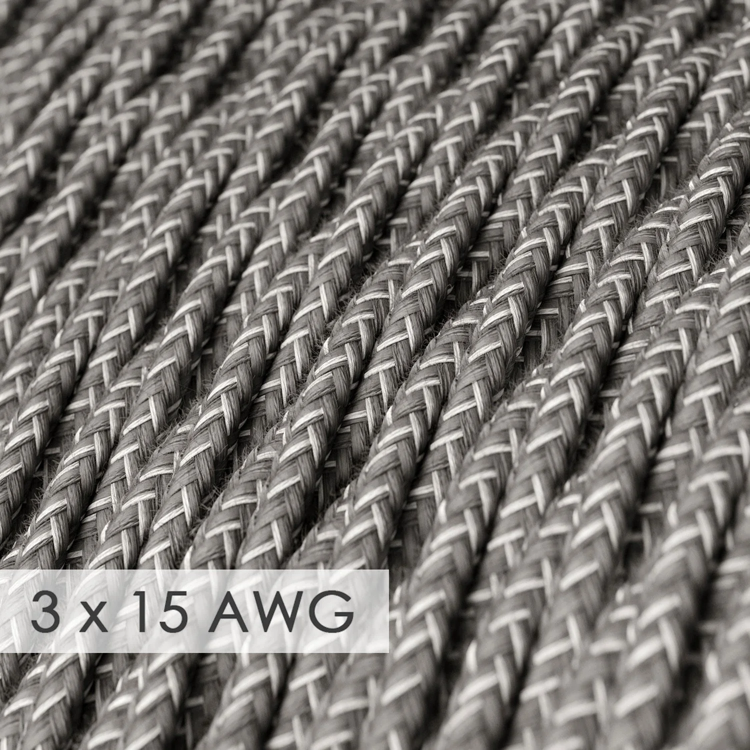 Extension Cord - Twisted Gray Linen TN02 - 15/3 AWG - Image 2