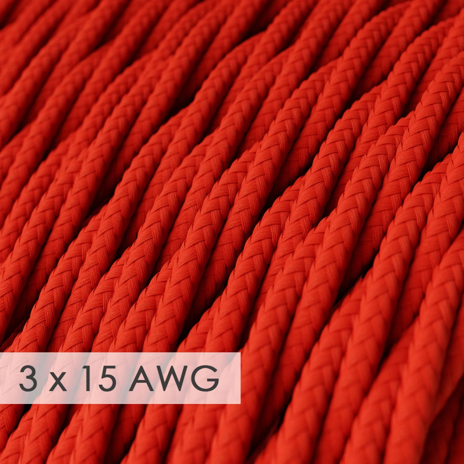 Extension Cord - Twisted Red Rayon TM09 - 15/3 AWG - Image 2