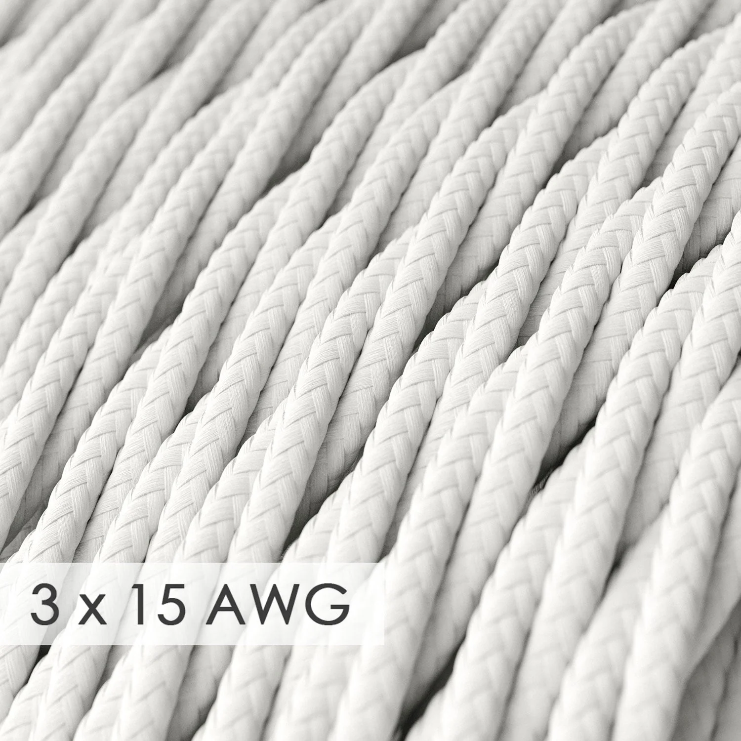 Extension Cord - Twisted White Rayon TM01 - 15/3 AWG - Image 2