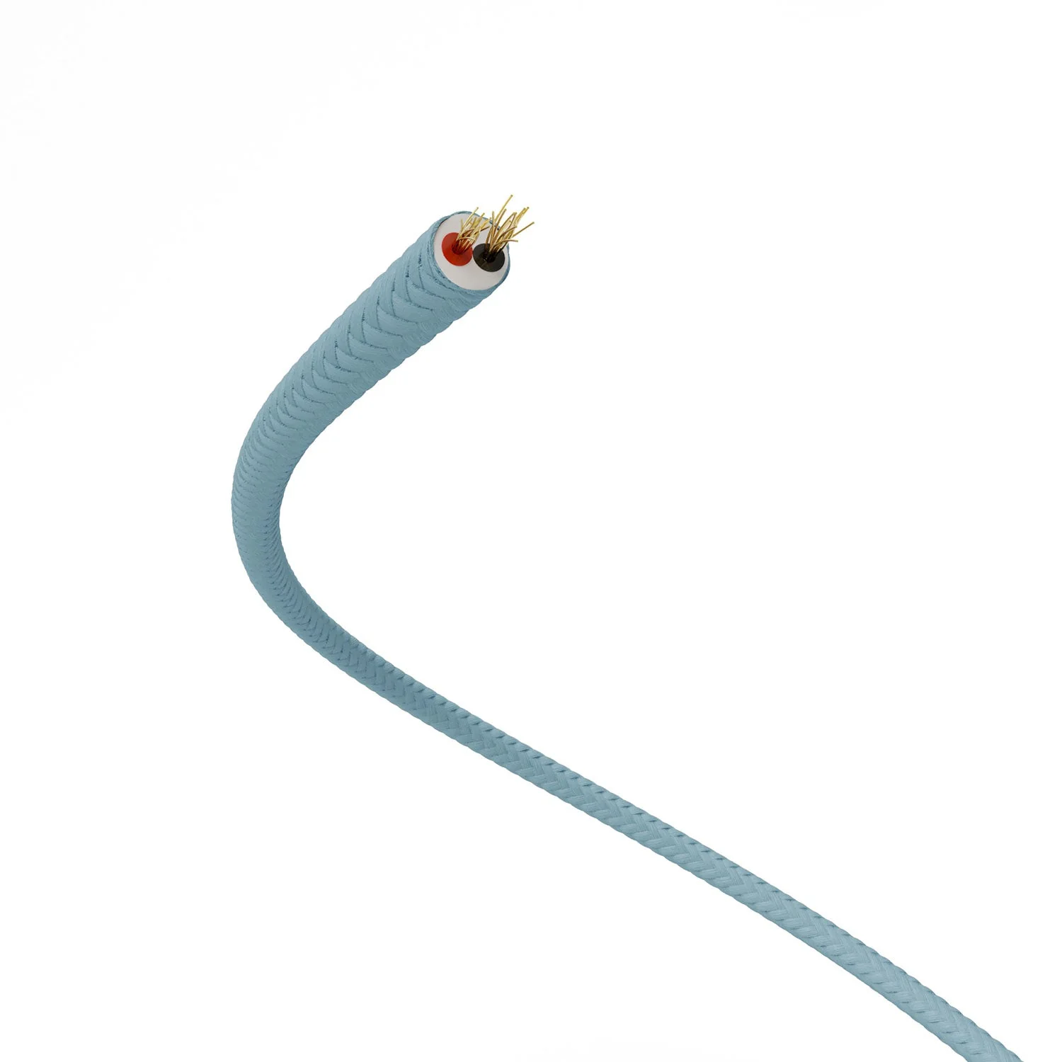 Extra-low-voltage power cable coated in Light Blue RM17 silk-effect fabric - Image 3