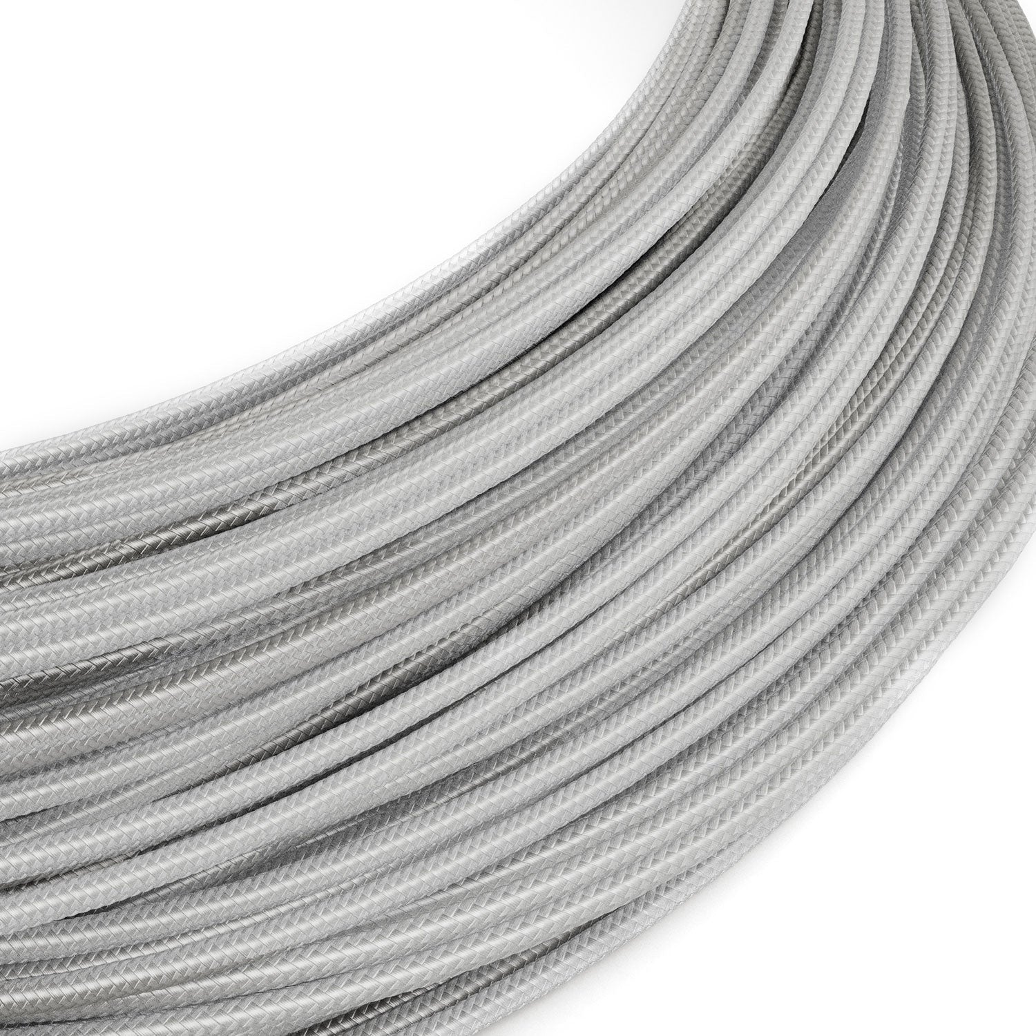 Extra Low Voltage power cable coated in silk-effect Silver fabric RM02