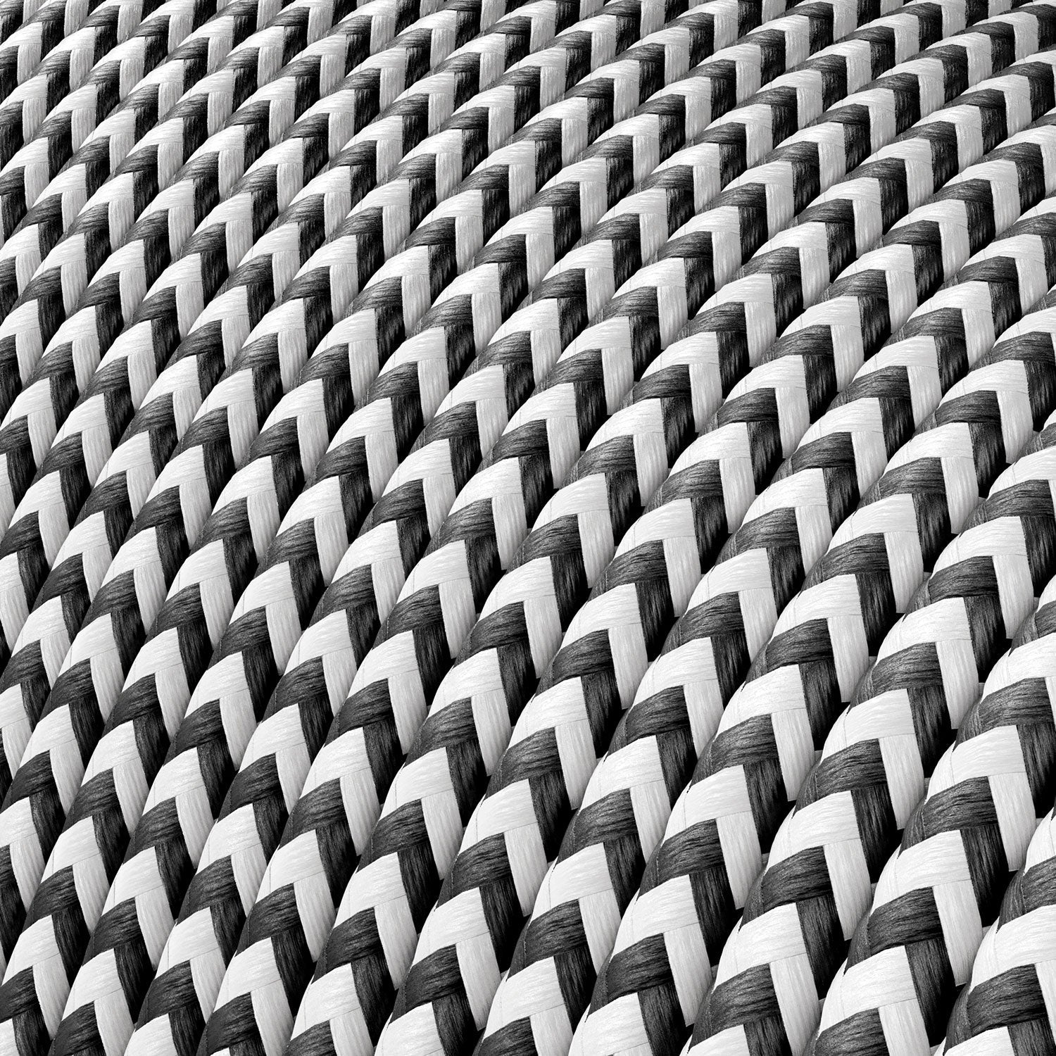 Extra Low Voltage power cable coated in silk-effect fabric ZigZag Black and White RZ04 - Image 2