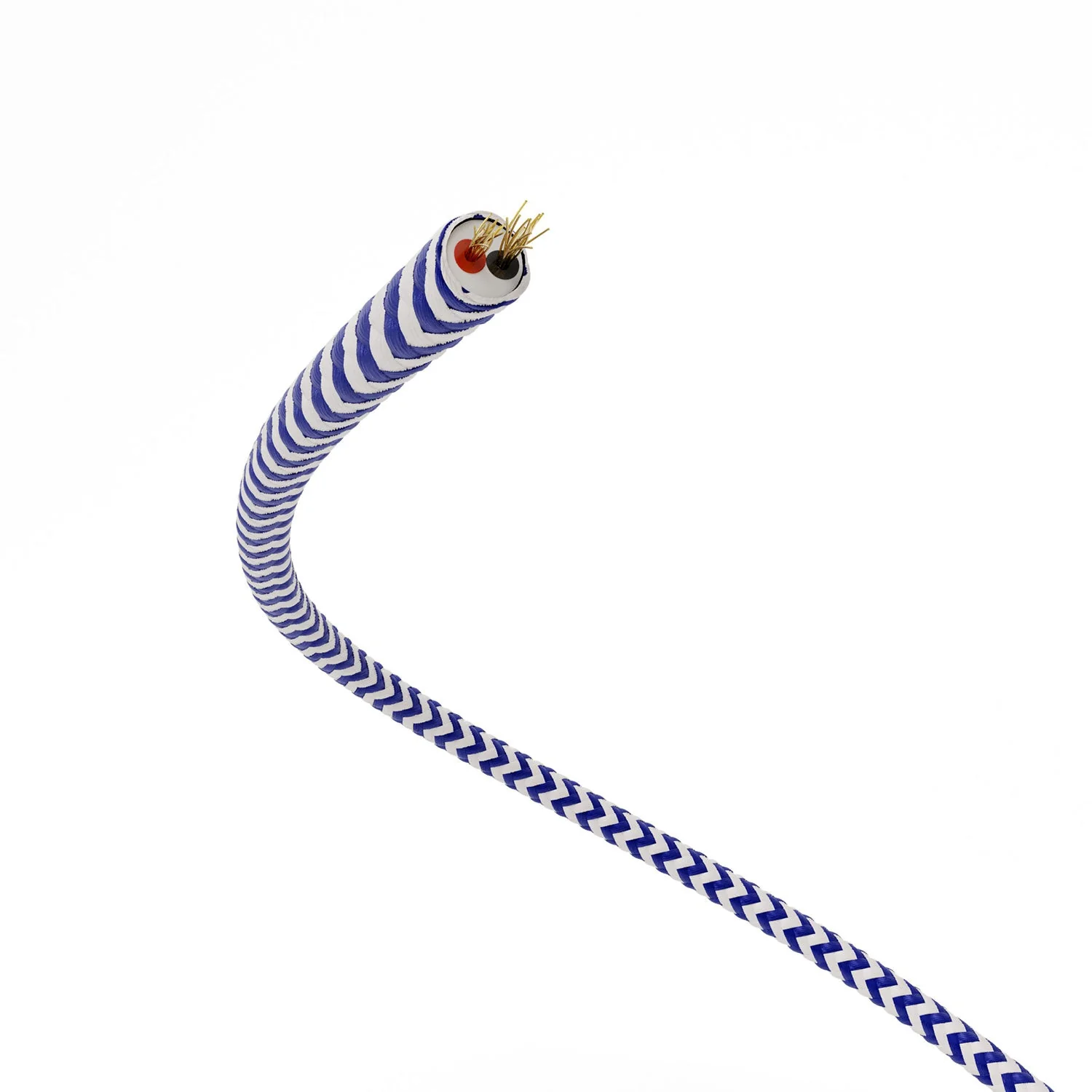 Extra Low Voltage power cable coated in ZigZag White and Blue RZ12 silk-effect fabric - Image 3