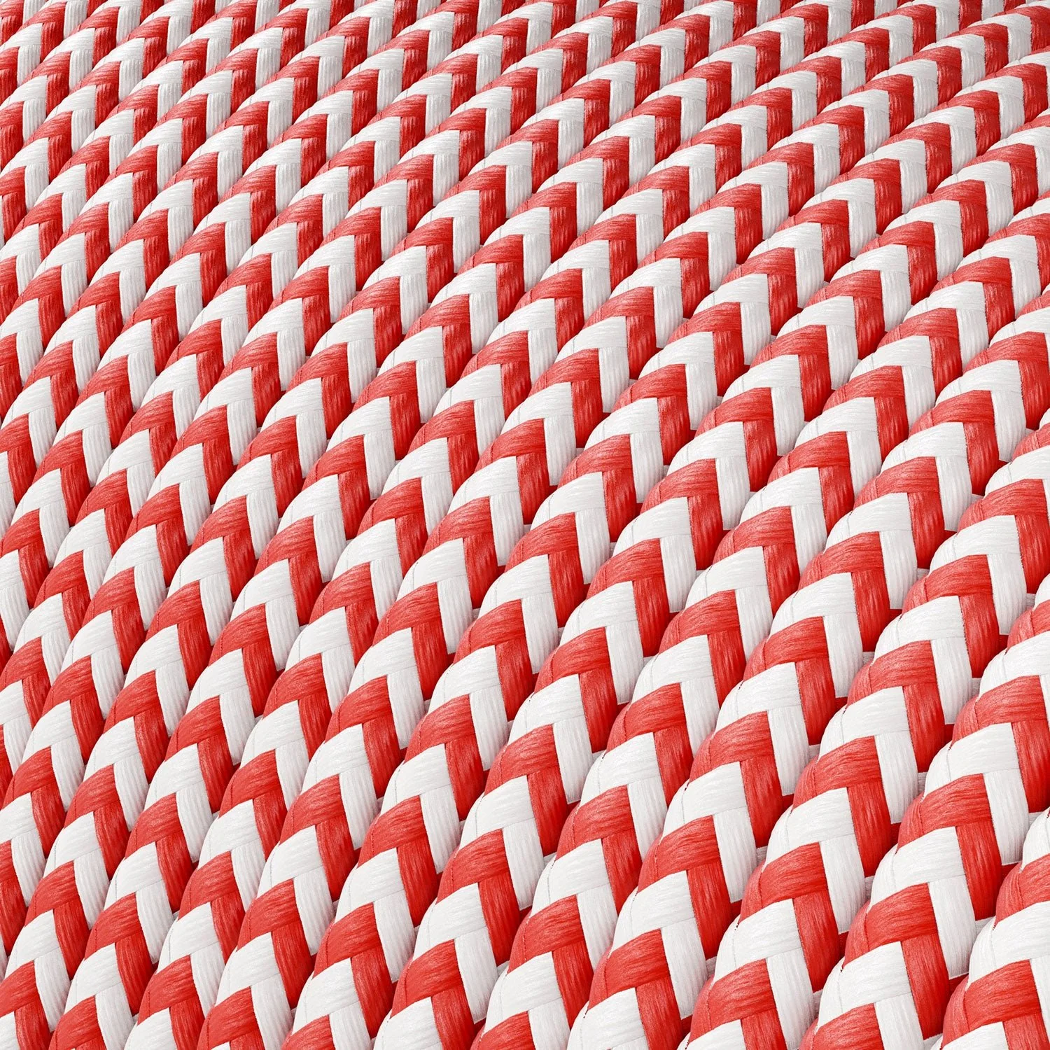 Extra low voltage power cable coated in silk-effect fabric ZigZag White and Red RZ09 - Image 2