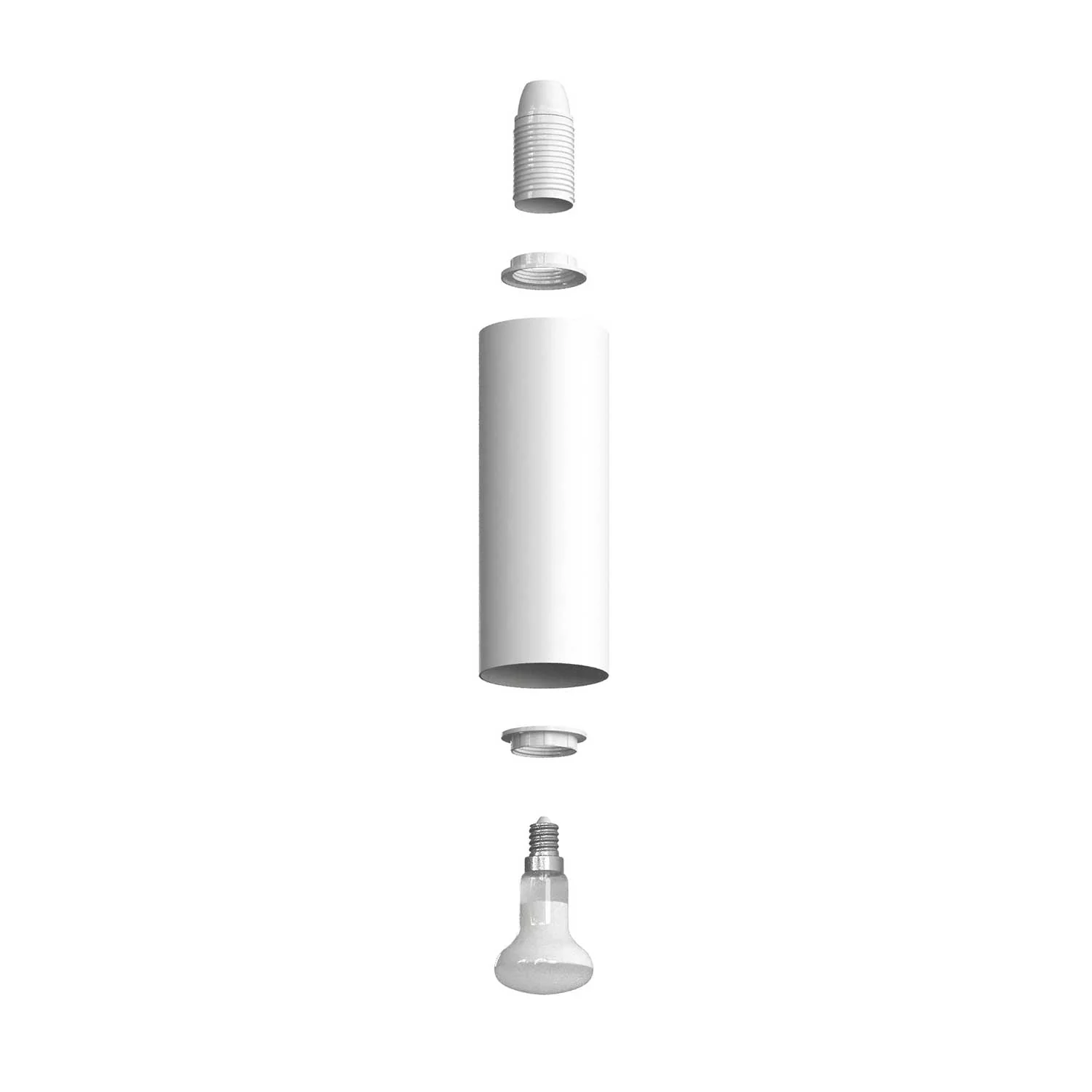 Fermaluce Filè adjustable spotlight with Tub-E14 metal lampshade, wall or ceiling lamp for Filè System - White - Image 2