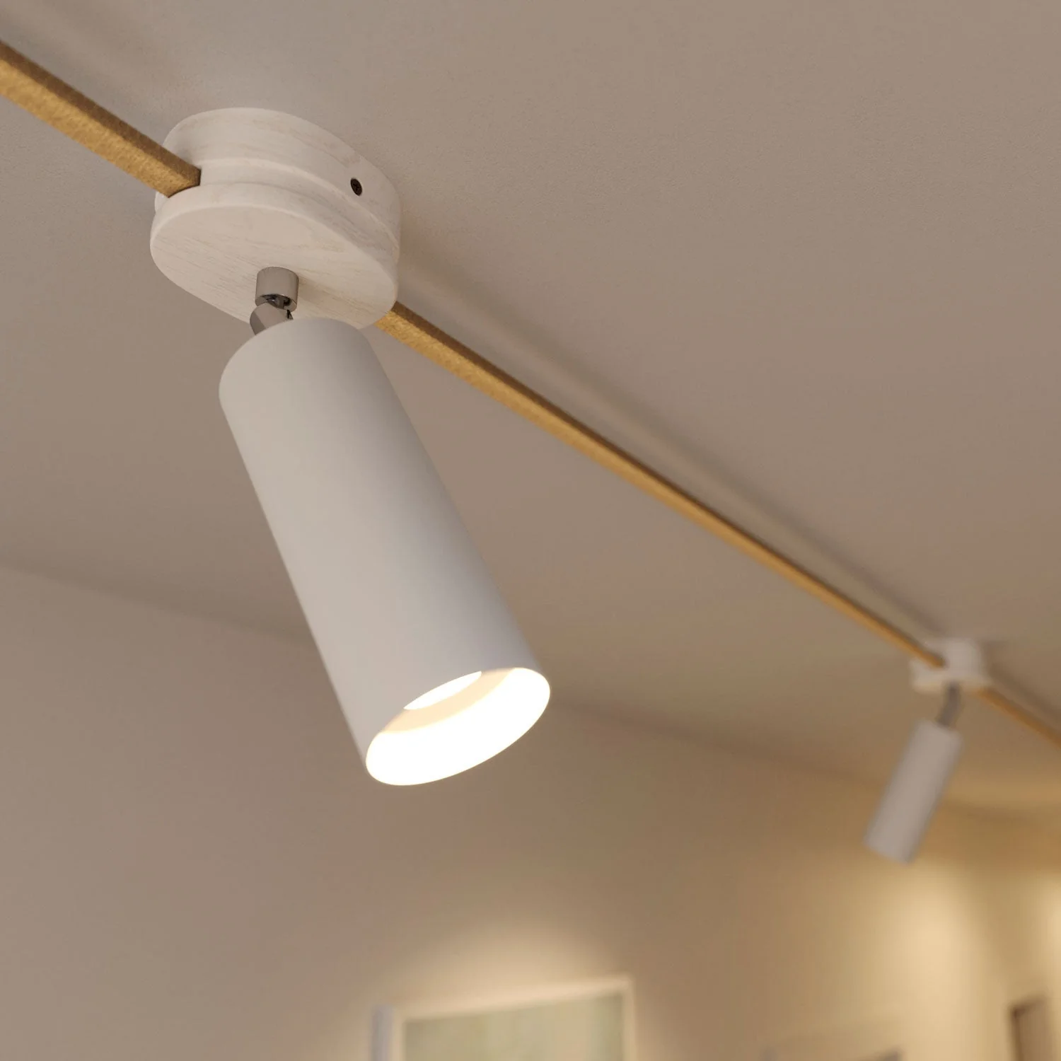 Fermaluce Filè adjustable spotlight with Tub-E14 metal lampshade, wall or ceiling lamp for Filè System - White - Image 3