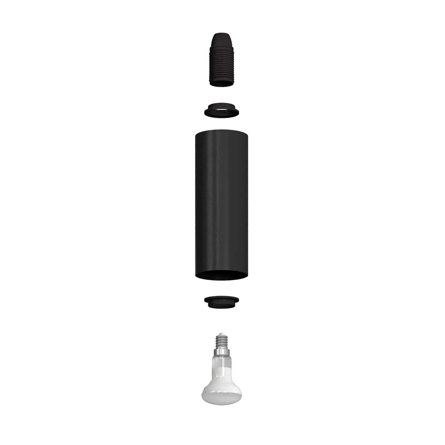 Fermaluce Filè adjustable spotlight with Tub-E14 metal lampshade, wall or ceiling lamp for Filè System - Black - Image 2