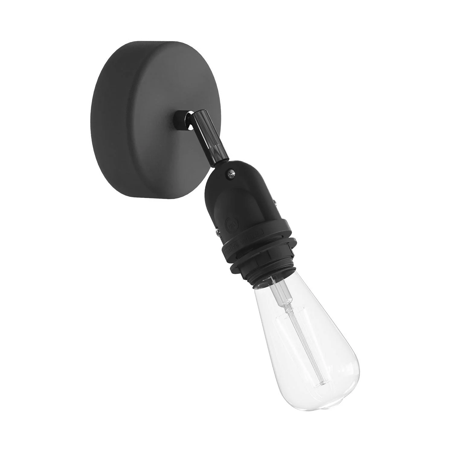 Fermaluce for Modulair lampshade with adjustable joint, ceiling canopy, and IP65 waterproof socket - Black