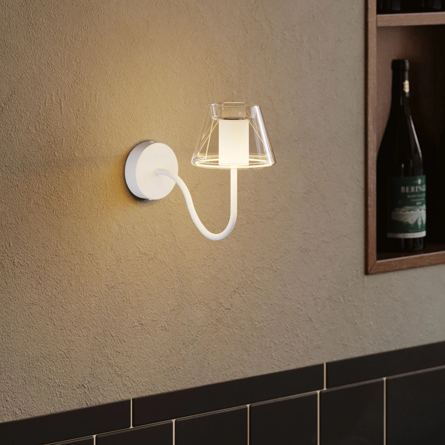 Fermaluce Ghost wall lamp with S-shaped extension - Matt white - Image 2