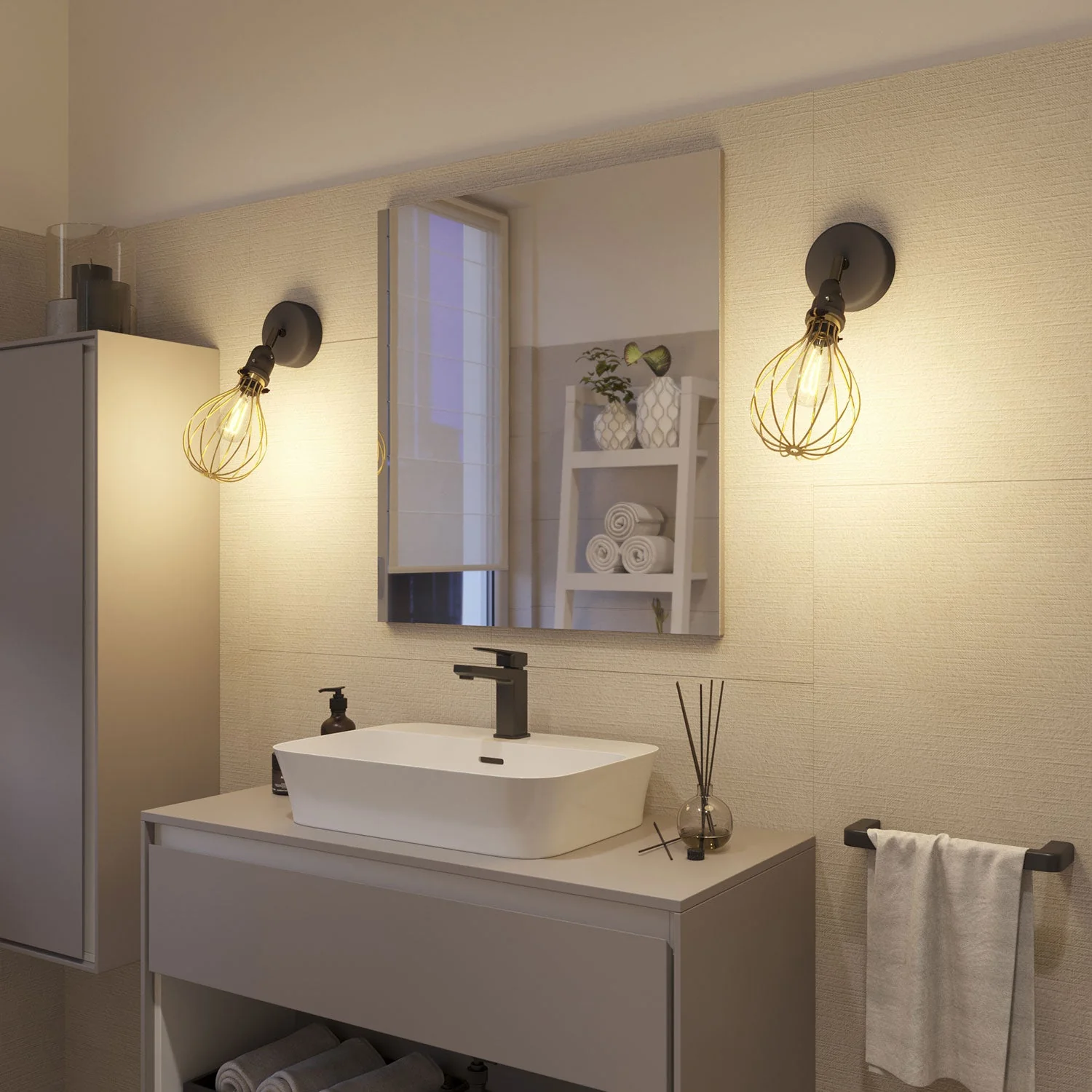 Fermaluce Modulair with adjustable joint, Drop lampshade and IP65 waterproof socket - Brass - Image 4
